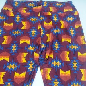 LULAROE TC  legging wide waist band Aztec Print Tall Curvy‎ fit approx S/m